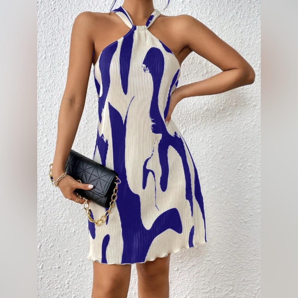 Abstract Print Sleeveless Mini Dress